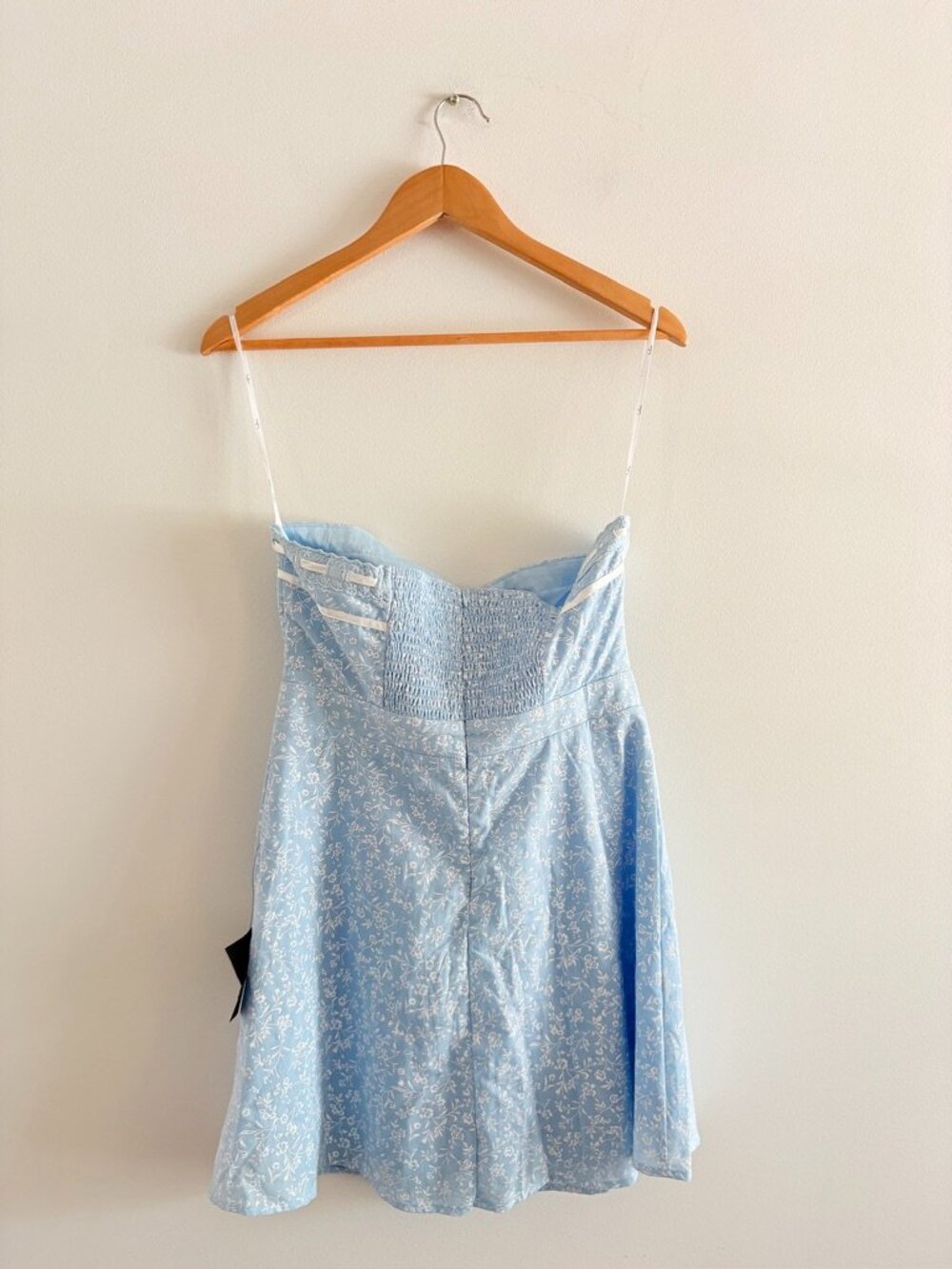 Lulus Precious Babe Floral Ribbon Strapless Mini Dress NWT Light Blue Sz Medium - Picture 6 of 10